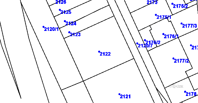 Parcela st. 2122 v KÚ Chodov, Katastrální mapa