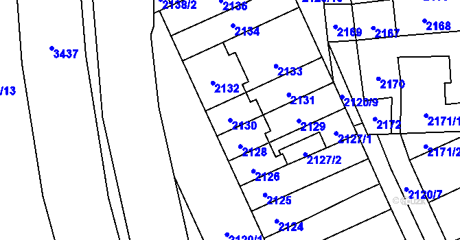 Parcela st. 2130 v KÚ Chodov, Katastrální mapa
