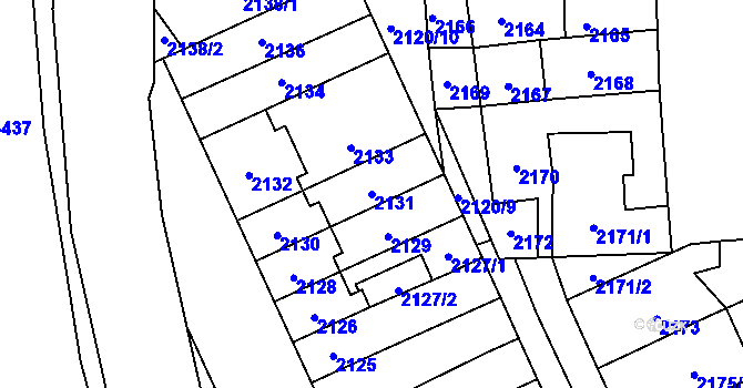 Parcela st. 2131 v KÚ Chodov, Katastrální mapa