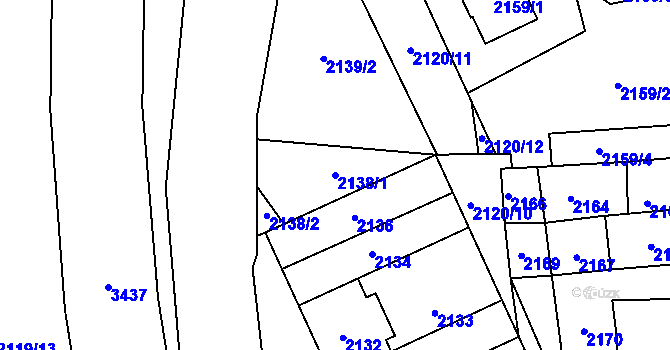 Parcela st. 2138/1 v KÚ Chodov, Katastrální mapa