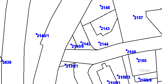 Parcela st. 2142 v KÚ Chodov, Katastrální mapa