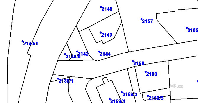 Parcela st. 2144 v KÚ Chodov, Katastrální mapa
