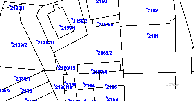 Parcela st. 2159/2 v KÚ Chodov, Katastrální mapa