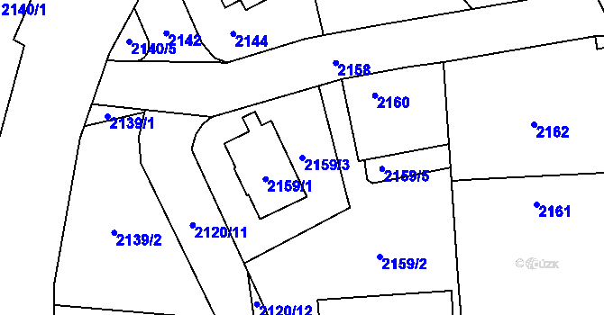 Parcela st. 2159/3 v KÚ Chodov, Katastrální mapa