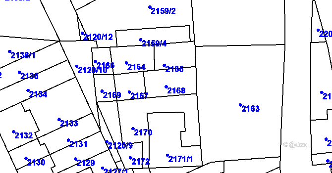 Parcela st. 2168 v KÚ Chodov, Katastrální mapa