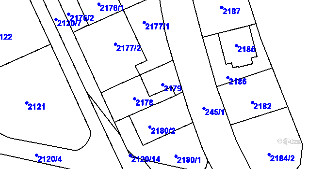 Parcela st. 2179 v KÚ Chodov, Katastrální mapa