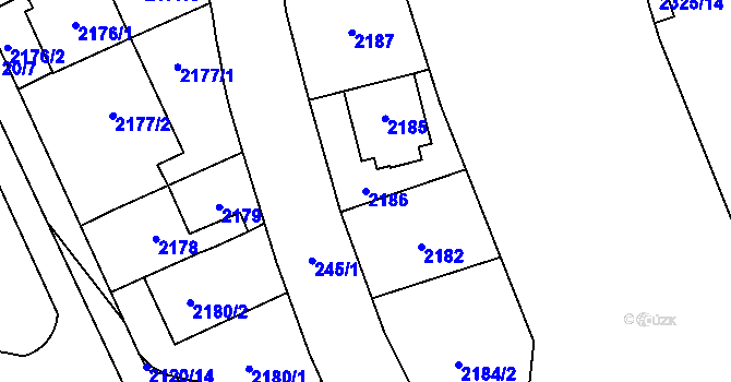 Parcela st. 2186 v KÚ Chodov, Katastrální mapa