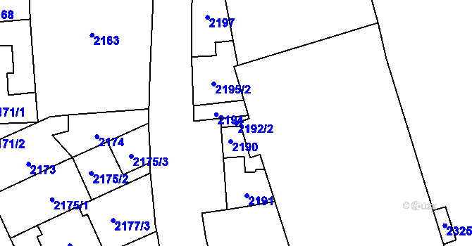 Parcela st. 2192/2 v KÚ Chodov, Katastrální mapa