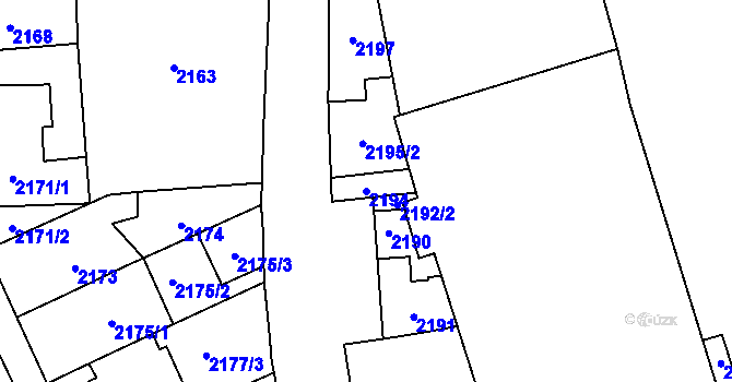 Parcela st. 2194 v KÚ Chodov, Katastrální mapa