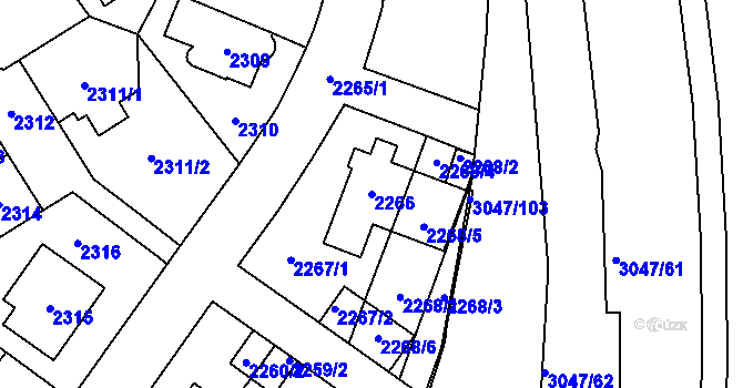 Parcela st. 2266 v KÚ Chodov, Katastrální mapa