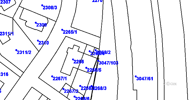 Parcela st. 2268/2 v KÚ Chodov, Katastrální mapa