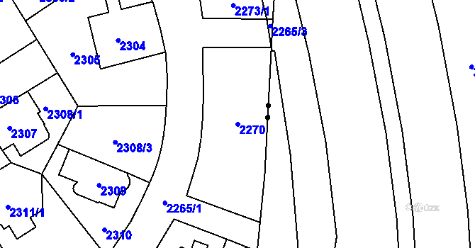 Parcela st. 2270 v KÚ Chodov, Katastrální mapa