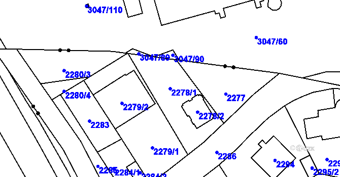 Parcela st. 2278/1 v KÚ Chodov, Katastrální mapa