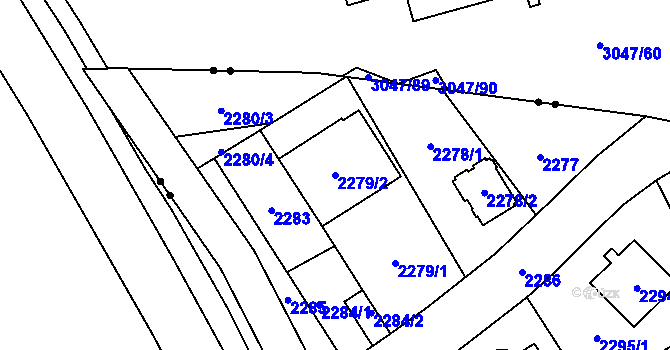 Parcela st. 2279/2 v KÚ Chodov, Katastrální mapa