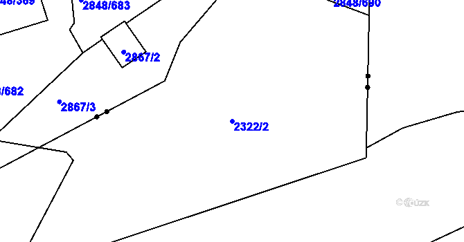Parcela st. 2322/2 v KÚ Chodov, Katastrální mapa