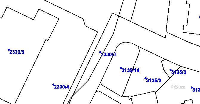 Parcela st. 2330/3 v KÚ Chodov, Katastrální mapa