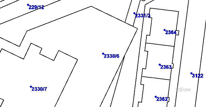 Parcela st. 2330/6 v KÚ Chodov, Katastrální mapa