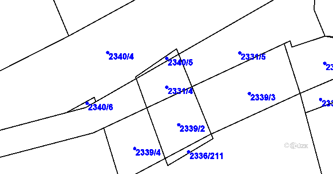 Parcela st. 2331/4 v KÚ Chodov, Katastrální mapa