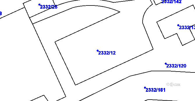 Parcela st. 2332/12 v KÚ Chodov, Katastrální mapa