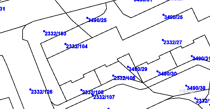 Parcela st. 2332/28 v KÚ Chodov, Katastrální mapa