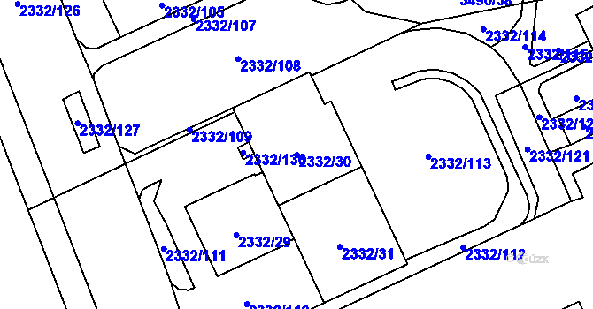 Parcela st. 2332/30 v KÚ Chodov, Katastrální mapa
