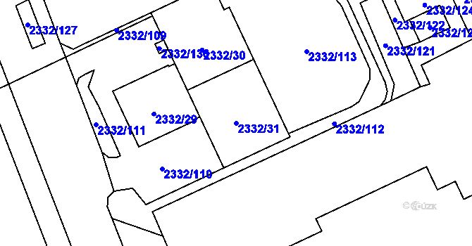 Parcela st. 2332/31 v KÚ Chodov, Katastrální mapa