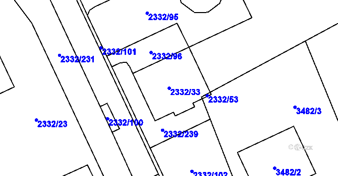 Parcela st. 2332/33 v KÚ Chodov, Katastrální mapa