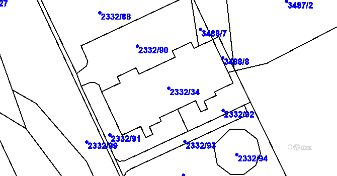 Parcela st. 2332/34 v KÚ Chodov, Katastrální mapa