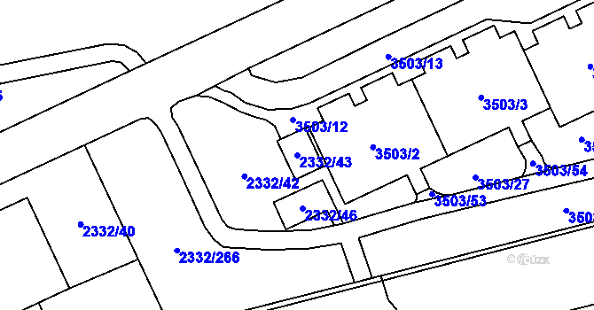 Parcela st. 2332/43 v KÚ Chodov, Katastrální mapa
