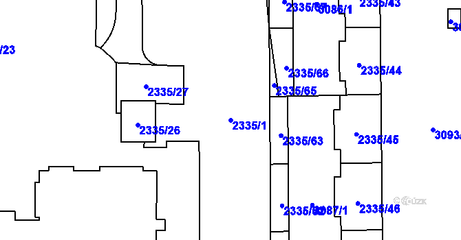 Parcela st. 2335/1 v KÚ Chodov, Katastrální mapa