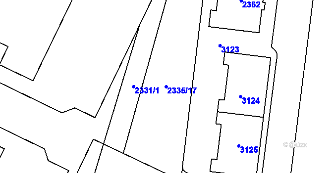 Parcela st. 2335/17 v KÚ Chodov, Katastrální mapa