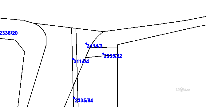 Parcela st. 2335/22 v KÚ Chodov, Katastrální mapa
