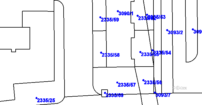 Parcela st. 2335/58 v KÚ Chodov, Katastrální mapa