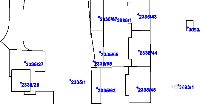 Parcela st. 2335/66 v KÚ Chodov, Katastrální mapa