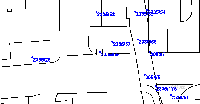Parcela st. 2335/69 v KÚ Chodov, Katastrální mapa