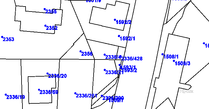 Parcela st. 2336/4 v KÚ Chodov, Katastrální mapa