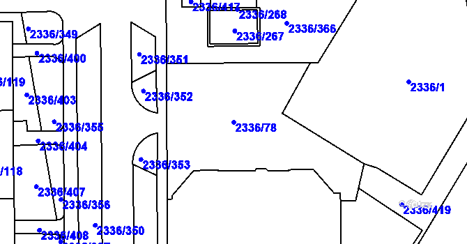 Parcela st. 2336/78 v KÚ Chodov, Katastrální mapa