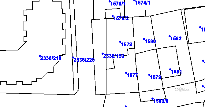 Parcela st. 2336/159 v KÚ Chodov, Katastrální mapa