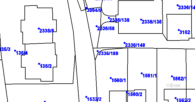 Parcela st. 2336/188 v KÚ Chodov, Katastrální mapa