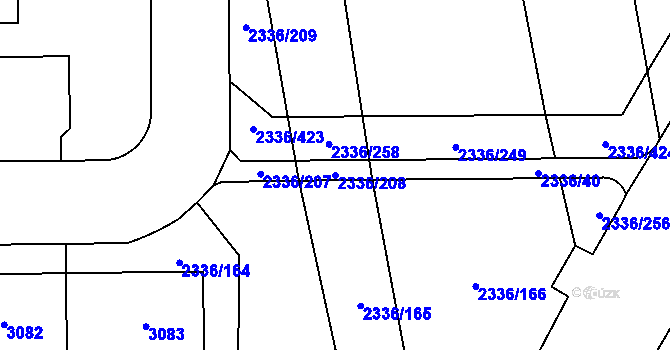 Parcela st. 2336/208 v KÚ Chodov, Katastrální mapa