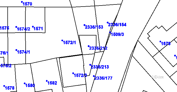 Parcela st. 2336/212 v KÚ Chodov, Katastrální mapa