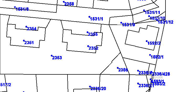 Parcela st. 2352 v KÚ Chodov, Katastrální mapa