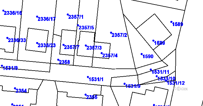 Parcela st. 2357/4 v KÚ Chodov, Katastrální mapa