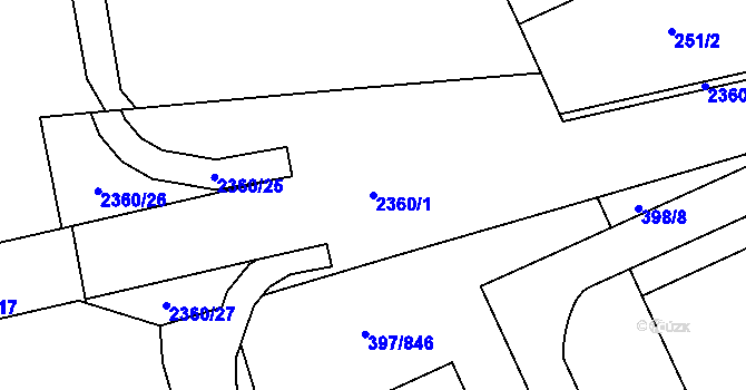 Parcela st. 2360/1 v KÚ Chodov, Katastrální mapa