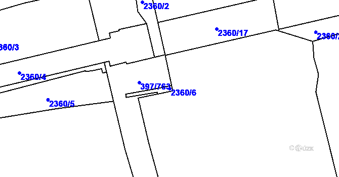 Parcela st. 2360/6 v KÚ Chodov, Katastrální mapa