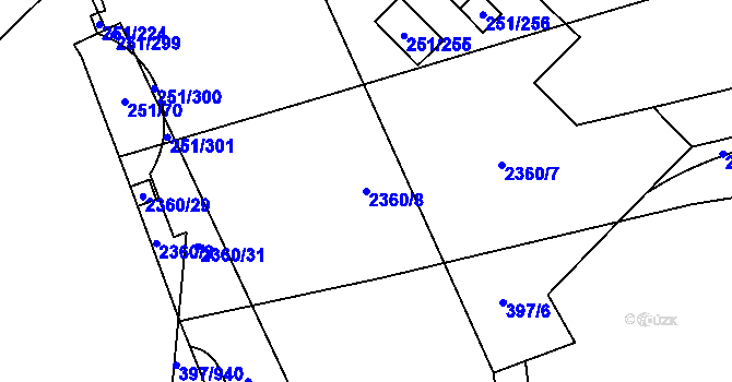 Parcela st. 2360/8 v KÚ Chodov, Katastrální mapa