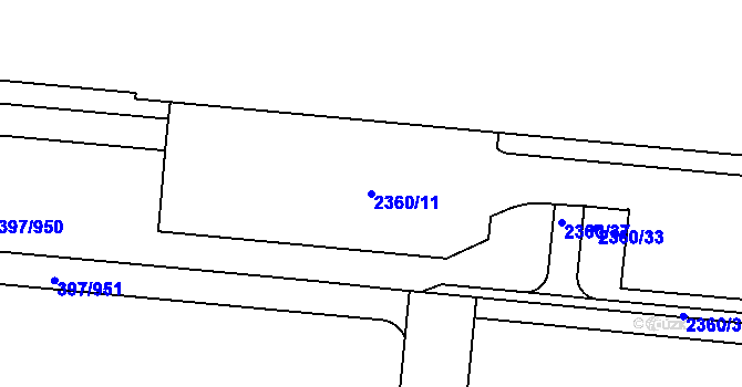 Parcela st. 2360/11 v KÚ Chodov, Katastrální mapa
