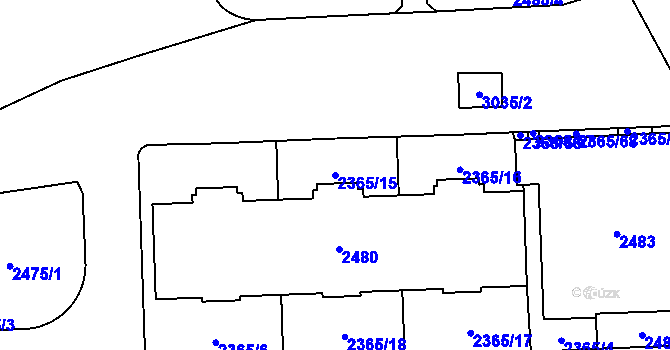 Parcela st. 2365/15 v KÚ Chodov, Katastrální mapa