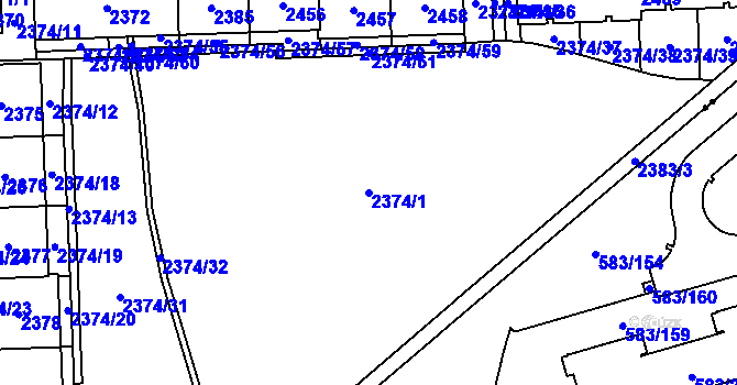Parcela st. 2374/1 v KÚ Chodov, Katastrální mapa