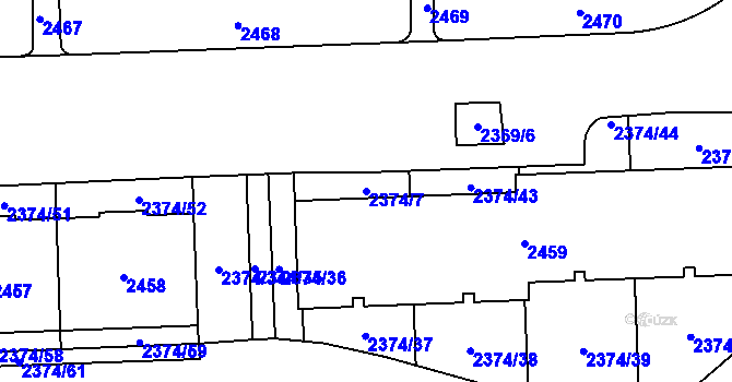 Parcela st. 2374/7 v KÚ Chodov, Katastrální mapa